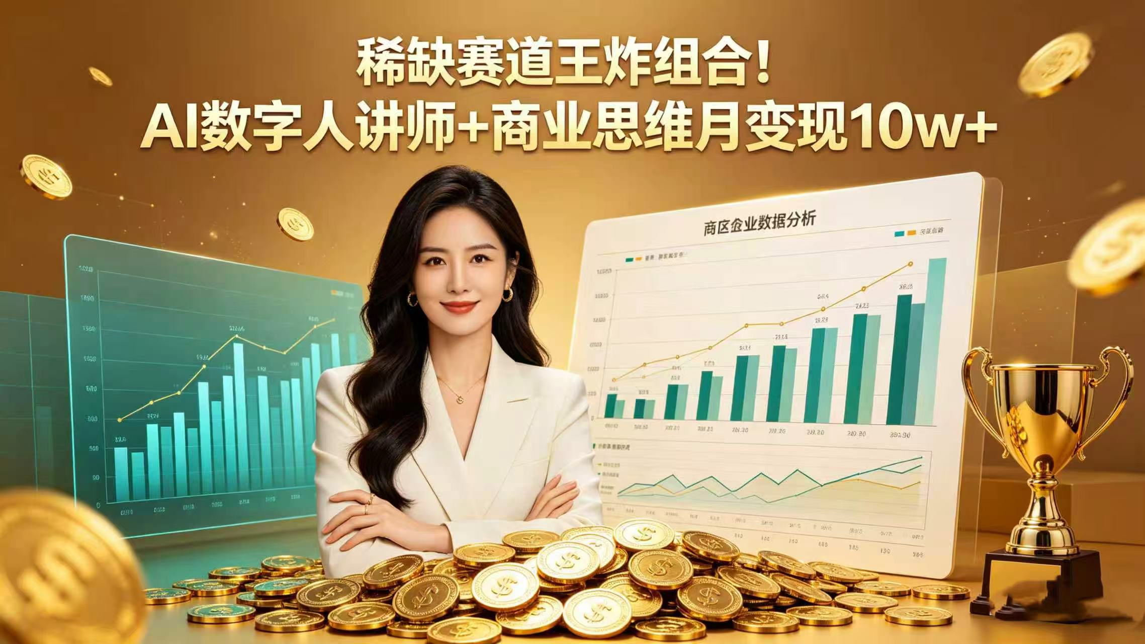 稀缺赛道王炸组合！AI 数字人讲师 + 商业思维 月变现 10w+